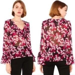 Parker Silk Floral Bell Sleeve Peasant Top NWT